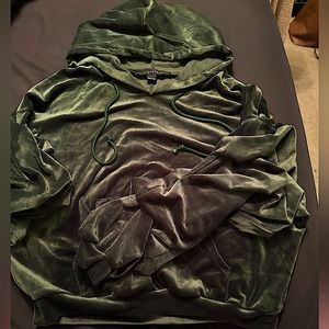 Hyfve crop olive green hoodie with scrunched sleeves